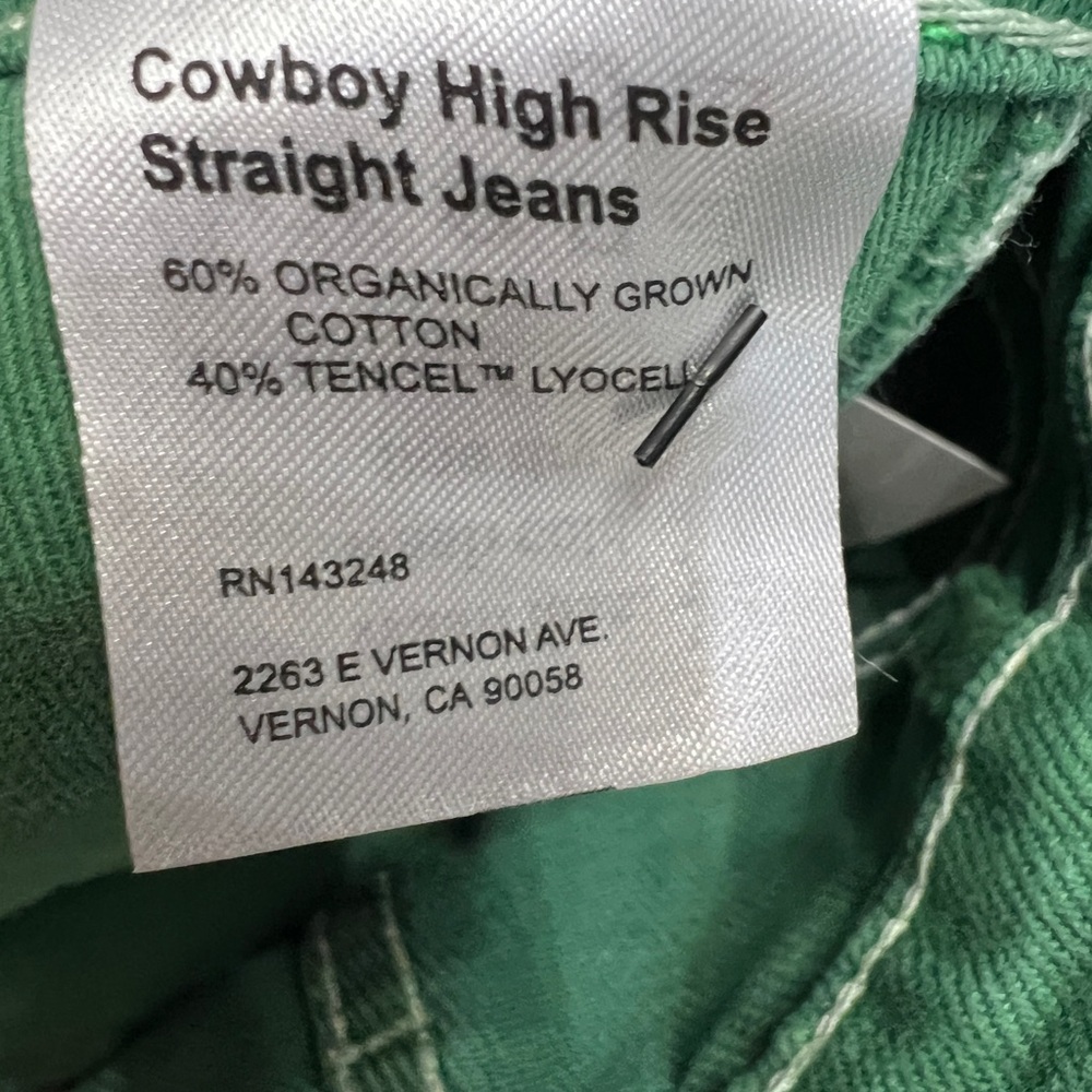 SOLD. Reformation Cowboy High Rise Straight Jeans Green Denim NWT Size 24 - Picture 8 of 9